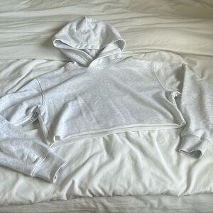 TNA SZ XS ARITZIA HEATHER CLOUD WHITE JANSON CROPPED HOODIE